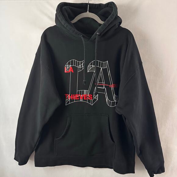 100 Thieves Wire Frame Hoodie LA black pullover Sweatshirt Gaming Mens XL - Picture 1 of 4